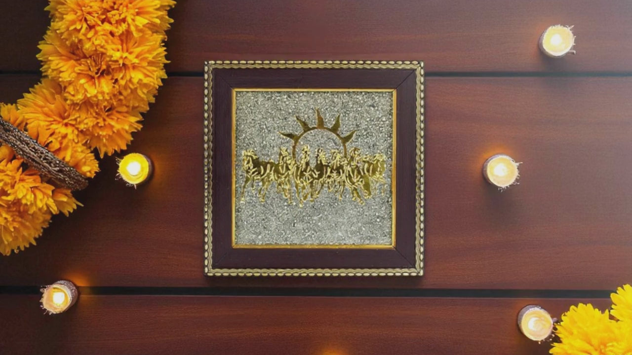 HEALING ZONE 7 Horses on Raw Pyrite Frame